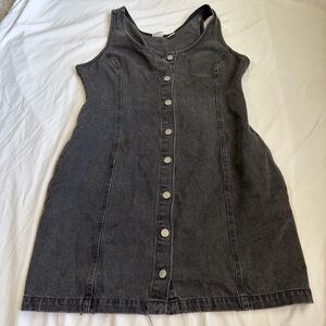 Levi’s Black Denim Button Front Dress Size L Cotton Minimalist A-Line Casual